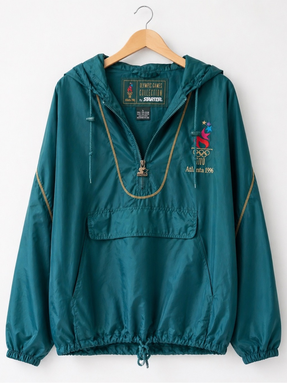 Vintage 1996 Atlanta Olympics Starter Windbreaker Jacket Green Pullover Size L